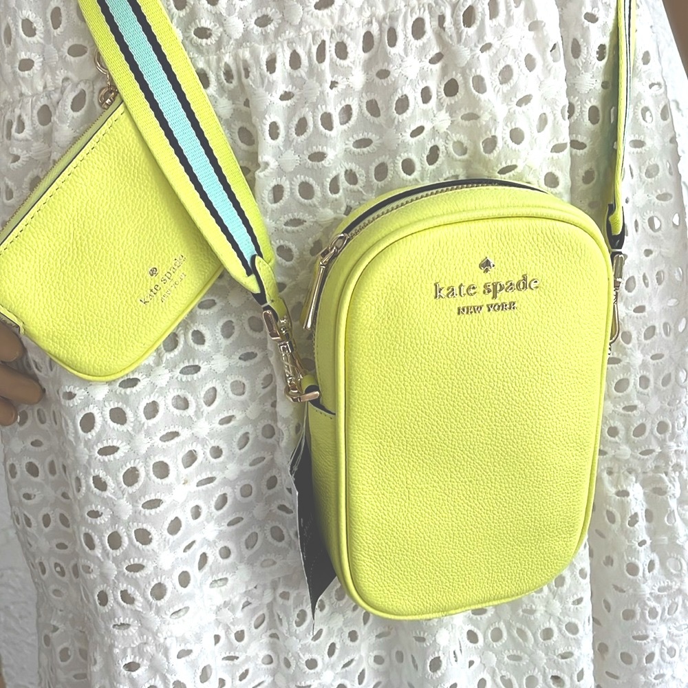 BEAUTIFUL NORTH SOUTH PHONE CROSSBODY PEBBLED LEATHER MELON RIND ROSIE BAG GREEN